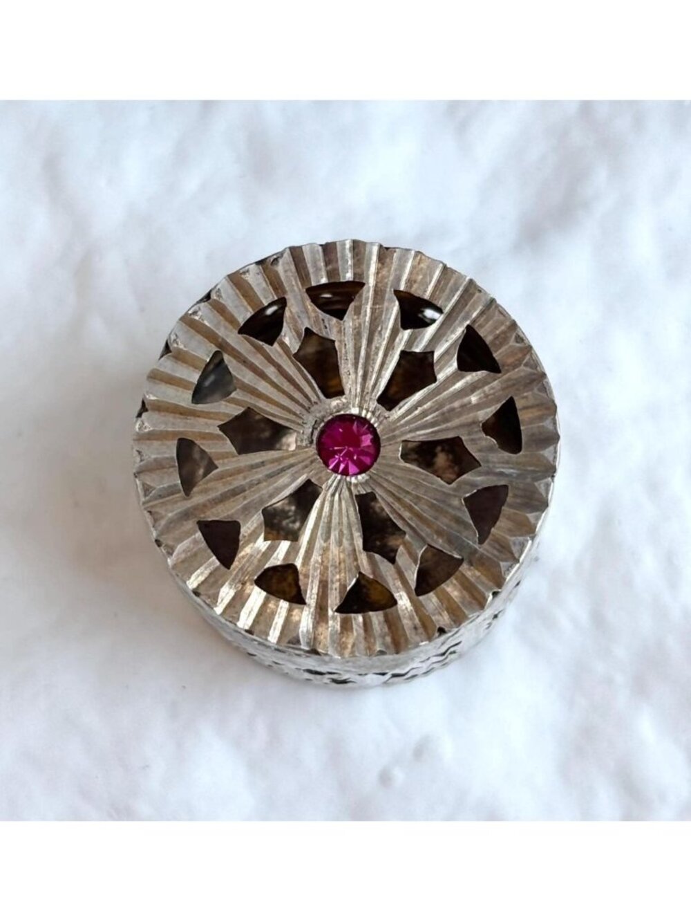 Dehli, India Made Silver Toned Filigree Vintage Trinket Box | Jewelry Box